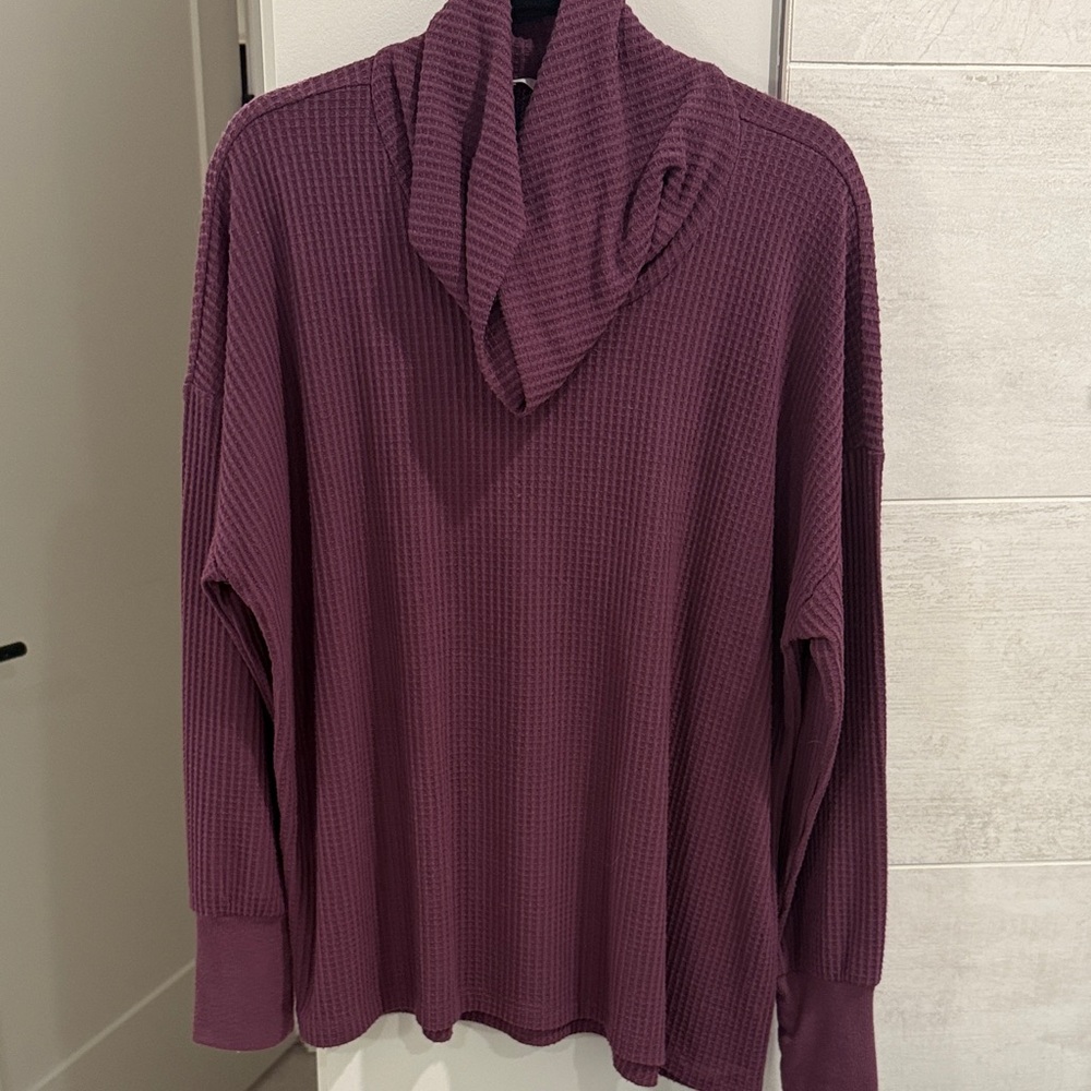 🧡 LOFT COWL NECK WAFFLE LONG SLEEVE TOP